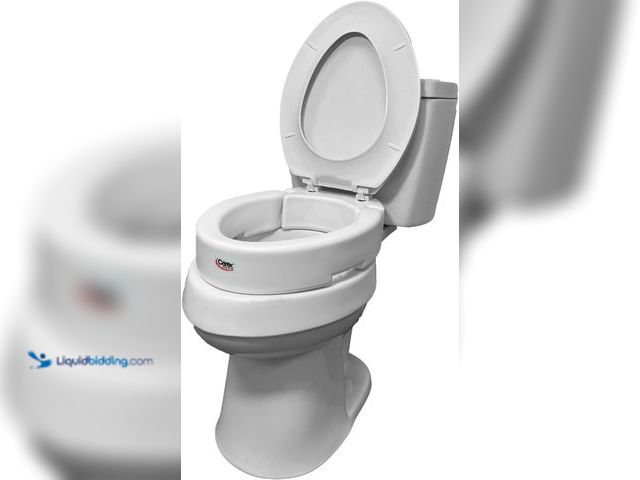 Lot 49-5475974 - Carex Health Brands Hinged Elongated Toilet Seat Riser, Adds 3.5 Inches of Height to Toilet, 300 Pou...