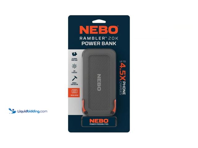 Lot 49-1578204 - NEBO Rambler Power Bank 20000 Mah, Easily charge your devices on the go, Model # NEB-PBK-0008, New. ...