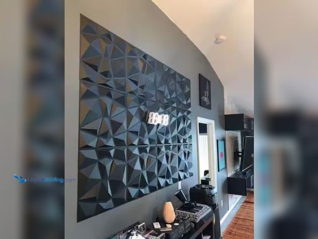 Lot 49-1625908 - 12-Pack Diamond Black 3D PVC Wall Panels, 19.7 X 19.7 Inches, 32sqft Total, Unused, Model T10h038BK