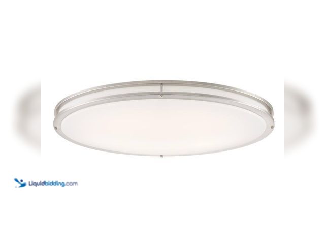 Lot 49-3564050 - 1-Pack Commercial Electric 32 in. Modern Brushed Nickel Dimmable Integrated LED Flush Mount for Kitc...