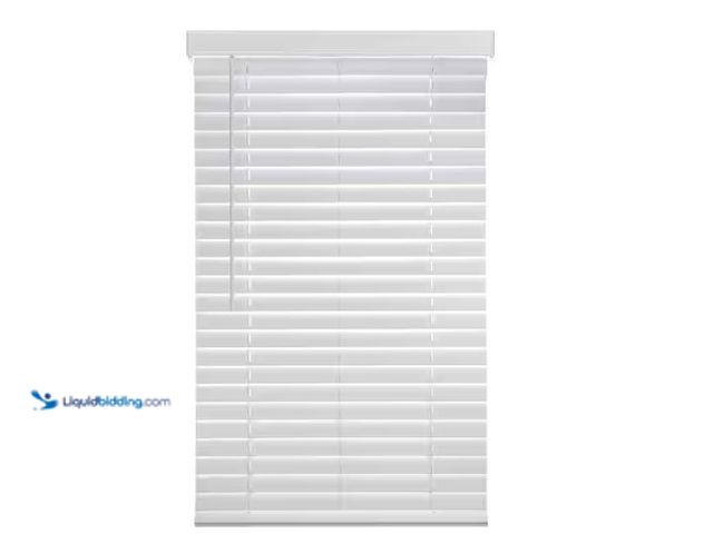 Lot 49-1566354 - Home Decorators Collection White Cordless Faux Wood Blinds for Windows with 2 in. Slats - 33.5 in. W...