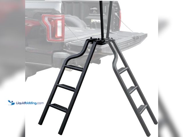 Lot 49-5543752 - 42" Rotatable Universal Pickup Truck Tailgate Ladder with Handle, Foldable Heavy Durty Truck Ladder ...
