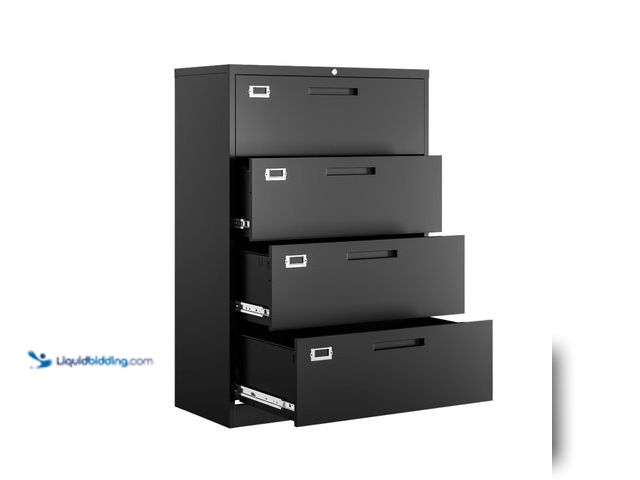 Lot 49-1555585 - AUHUP 4 Drawer File Cabinet with Lock, Metal Lateral Filing Storage Cabinet Fits Letter/Legal/F4/A4 ...