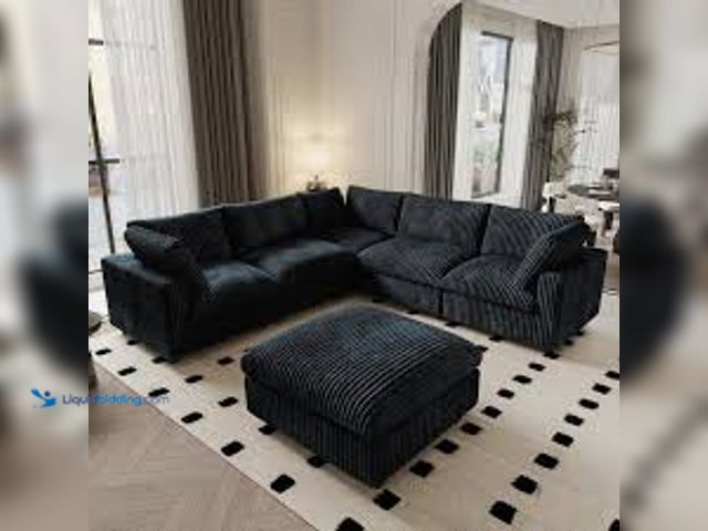 Lot 49-5475396 - Magic Home Lawson Cloud Couch 118 in. Square Arm Velvet Solid Wood Modular Convertible Sofa, NO OTTO...