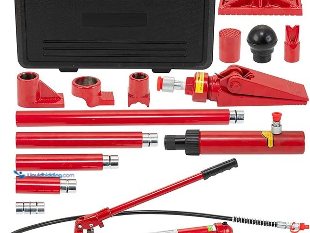 Lot 49-5446928 - Ton Porta Power Kit, Portable Hydraulic Jack with 3.9 Ft/1.2 m Oil Hose, Auto Body Frame Repair Kit ...