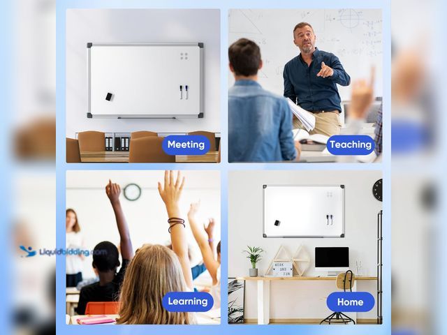 Lot 49-5413666 - Magnetic White Board Hanging 36" x 24" for Wall, Dry Erase Board for Office, School, Home, Silver Fr...