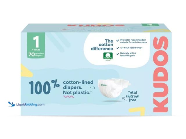 Lot 49-3566092 - Kudos Chlorine Free Cotton-Lined Disposable Diapers - Size 1 - 70ct. New