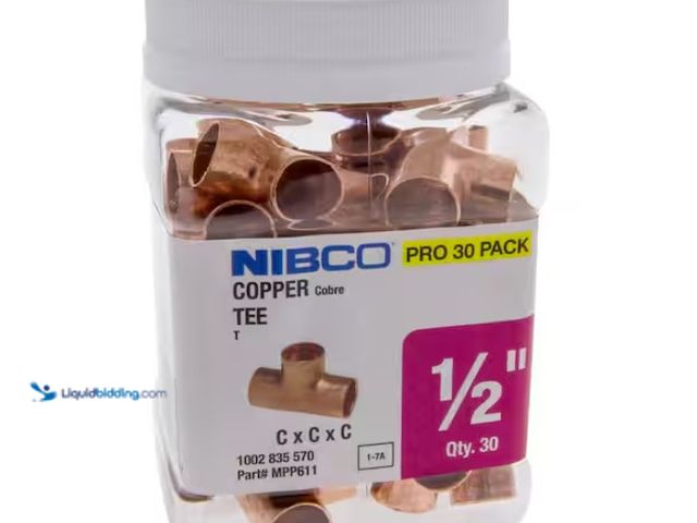 Lot 49-1567581 - Approx. (60) pcs. Everbilt 1/2 in. x 1/2 in. x 1/2 in. Wrot Copper All Cup Tee Fitting Pro Pack, Mod...