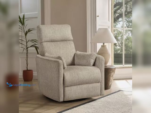 Lot 49-2006688 - Lazzara Beane Brown Microfiber Manual Swivel Glider Recliner, Model # 9555BRW-1SW, MSRP $499.99, Unu...