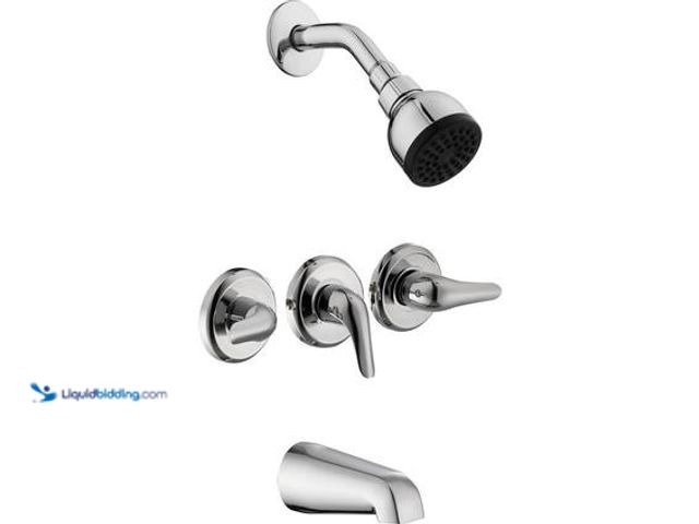 Lot 49-5549799 - Glacier Bay Aragon 3 Handle 1-Spray Tub and Shower Faucet 1.8 GPM in Chrome (Valve Included). Model ...
