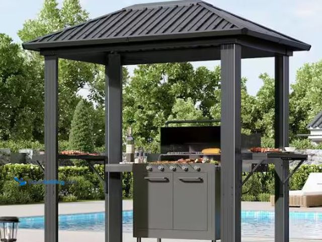 Lot 49-1624624 - Sizzim 8 ft. x 5 ft. Outdoor Galvanized Steel BBQ Gazebo, Aluminum Frame with Bar Counter and Ceilin...