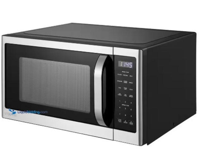 Lot 49-1516522 - Vissani 1.6 cu. ft. Countertop Microwave in Fingerprint Resistant Stainless Steel, model # VSCMWE16S...
