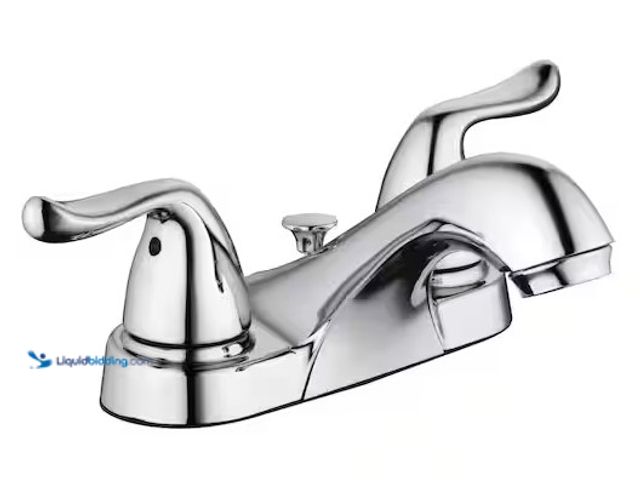 Lot 49-3637861 - Glacier Bay 4 in. Centerset Double-Handle Low-Arc Bathroom Faucet in Polished Chrome, Model # HD6749...