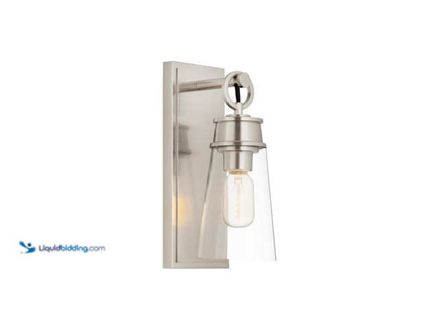 Lot 49-5453373 - Wentworth 4.5 in. 1-Light Brushed Nickel Wall Sconce Light with Glass Shade. [Model: Model # 2300-1S...