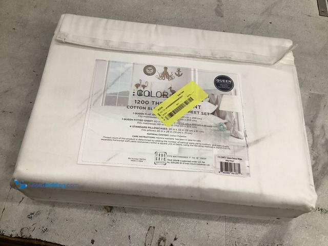 Lot 49-5542872 - Color Sense 1200 Thread Count Cotton Blend 6 Piece Sheet Set - Queen White Unused