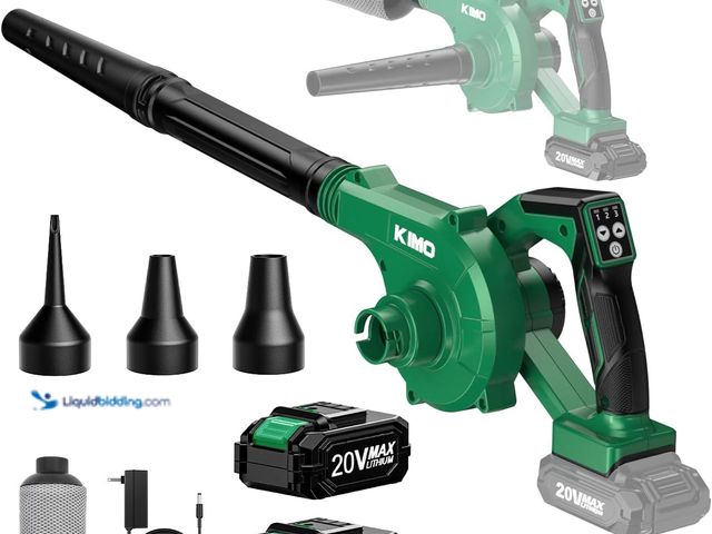 Lot 49-5544202 - K I M O. Cordless Leaf Blower and Vacuum Combo 4 In 1, 3 Nozzles for Inflation and Deflation, 190MPH...