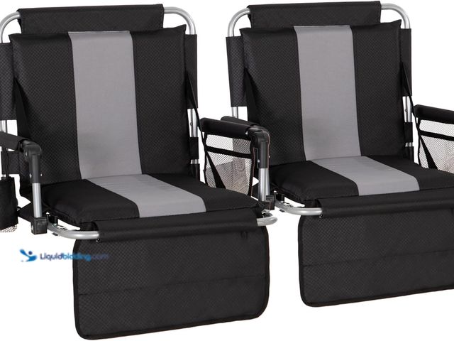 Lot 49-5437900 - LET'S CAMP Folding Stadium Seat Bleacher Chair with Cup Holder, Mesh Bag and Hide Hooks, Portable St...