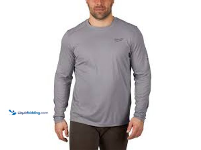 Lot 49-5485204 - Milwaukee Men's Work Skin Large Gray Light Weight Performance Long-Sleeve T-Shirt. Model # 415G-L. N...