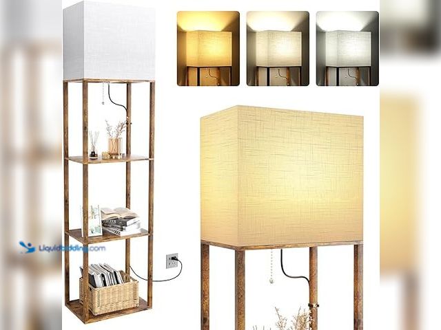 Lot 49-5407029 - Dott Arts Floor Lamp with Shelves, Wide Floor Lamps for Living Room Display Shelf Lamps with 3 Color...