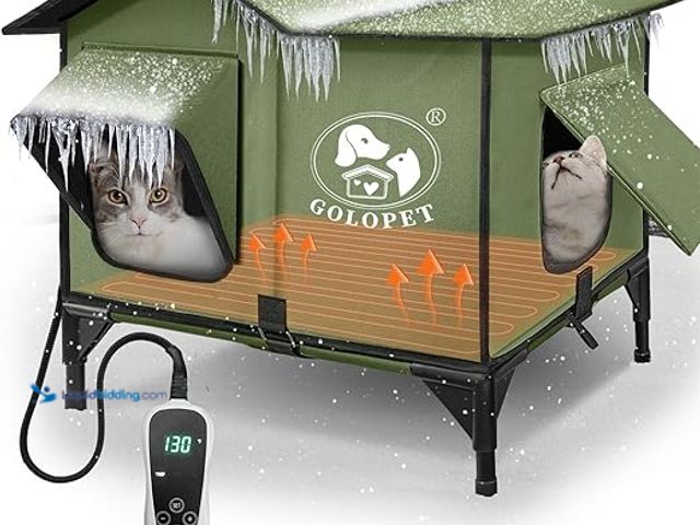 Lot 49-5461080 - Large Heated Cat House for Outside 21x17x17 in with Time Temperature Intelligent Controller,Inner In...