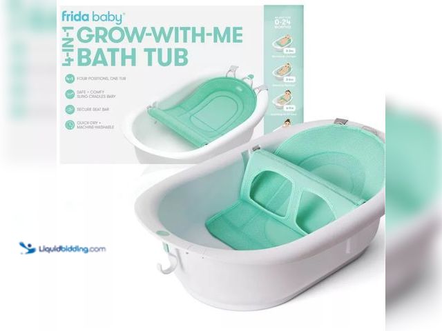 Lot 49-5538866 - Frida Baby 4-in-1 Grow-With-Me Bath Tub: Drain Plug, Infant Head Support, Newborn Sling, Non-Skid Fe...