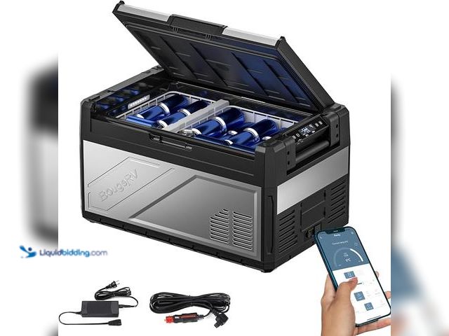 Lot 49-1630715 - Bouge-RV Rocky 12V/24V/220V Portable Vehicle Fridge Compression Cooler 39-Liter Capacity, Double Zon...