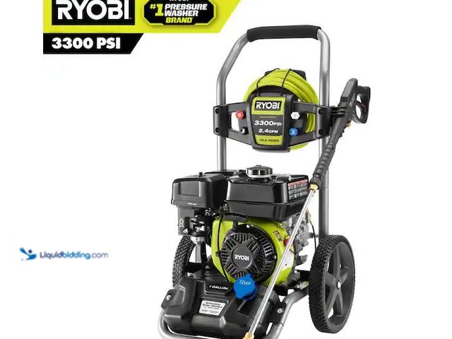 Lot 49-5557975 - RYOBI
3300 PSI 2.4 GPM Cold Water Gas Pressure Washer with 212cc Engine, Unused with compression