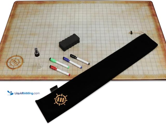 Lot 49-5459426 - ENHANCE Deluxe RPG Grid Mat - DND Map (24x36in) with Premium Rubber, Non-Slip Grip, No Creasing - Dr...