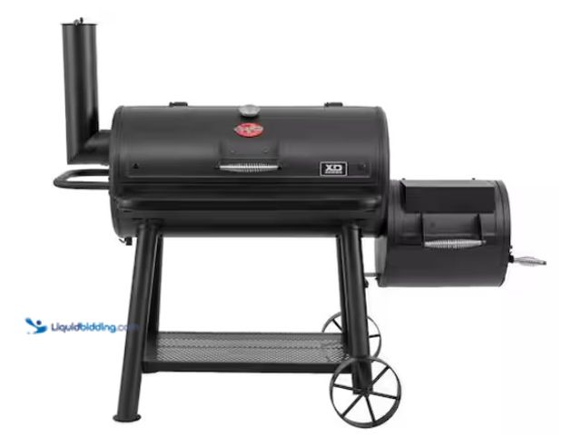 Lot 49-1546849 - Char-Griller Grand Champ Charcoal Grill and Offset Smoker in Black, Model # 8250, Unused.  Ref#SB102...