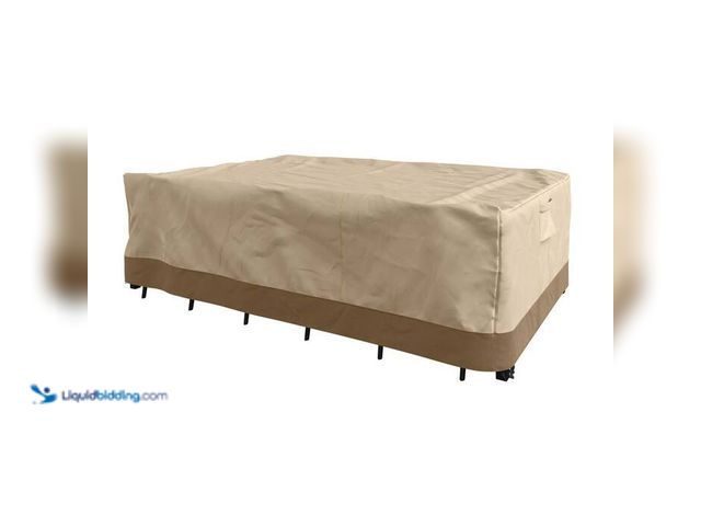 Lot 49-2021781 - Pure Garden Beige Rectangle Heavy-Duty Outdoor Table Cover. Model # 50-LG1301. MSRP $53. Unused.