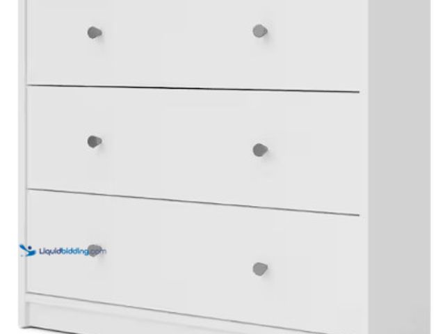 Lot 49-3615753 - Tvilum Portland 3-Drawer White Chest of Drawers, Model # 7033249, Unused, Has attachments.  Ref#SB07...