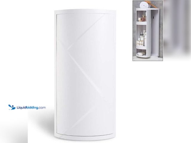 Lot 49-5552486 - Multifunction Bathroom Kitchen Corner Locker Cosmetic Storage Rack Cabinet Storage Shelf Rotating Tr...