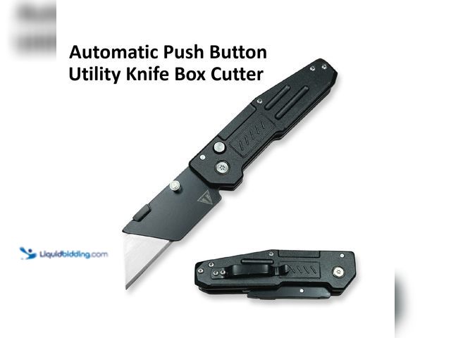 Lot 49-5434379 - The Worker Automatic Switch Blade Push Button Utility Knife Box Cutter Black - NEW - A modern automa...