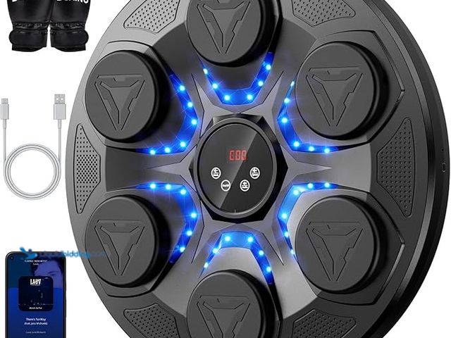 Lot 49-3600434 - Music Boxing Machine for Adults & Kids, Workout Equipment with Boxing Gloves, Wall Mounted Smart Blu...