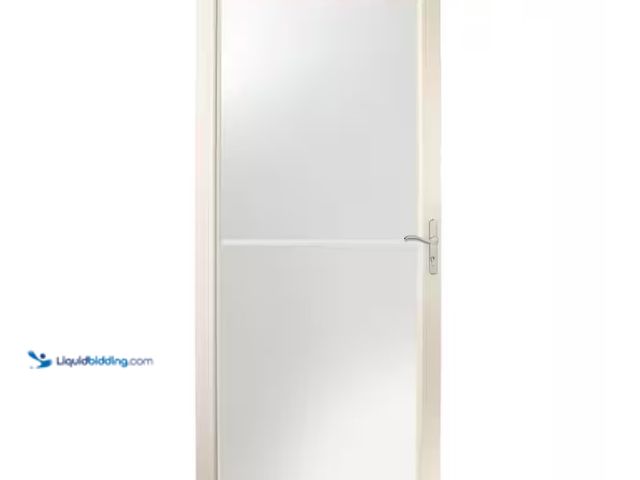 Lot 49-1622766 - Andersen 2000 Series 36 in. x 80 in. Almond Universal Full View Retractable Aluminum Storm Door with...