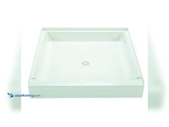 Lot 49-5411923 - MUSTEE 36 x 36 Alcove Shower Pan Base with Center Drain in White. Model # 3636M. Slightly used
