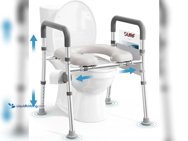 Lot 49-1548797 - Toilet Seat Riser for Seniors, Raised Toilet Seat with Handles, Adjustable Height & Width, 400lb Han...