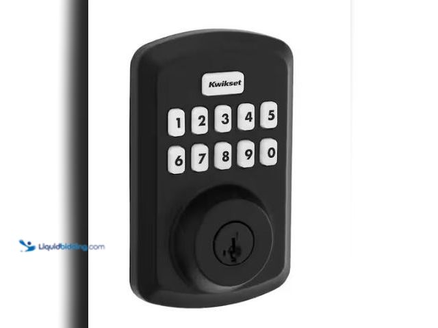 Lot 49-1577129 - Kwikset Power bolt 250 10-Button Keypad Matte Black Transitional Electronic Deadbolt Door Lock, Mode...