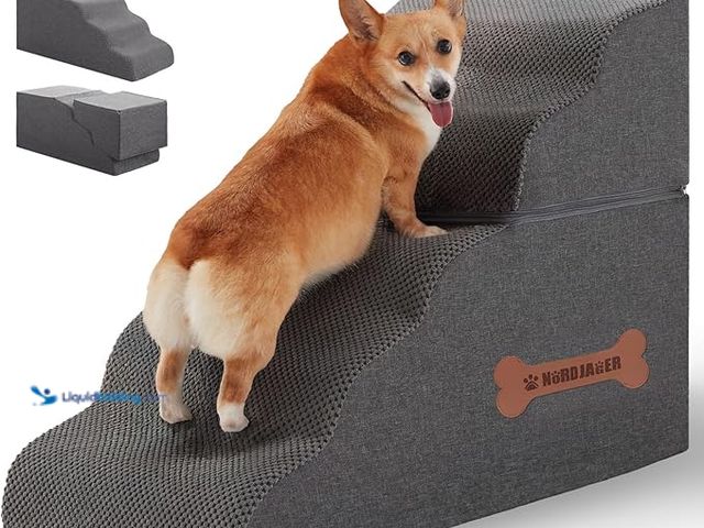Lot 49-1548747 - 5-Step Spliceable Pet Stairs: Indoor& Outdoor Multi-Use with a Removable Cover and a Pocket, Best fo...