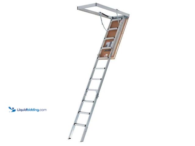 Lot 49-5560028 - Louisville Ladder Energy Efficient 7 ft. 8 in. To 10 ft. 3 in., 25.5 in. X 54 in. Insulated Aluminum...