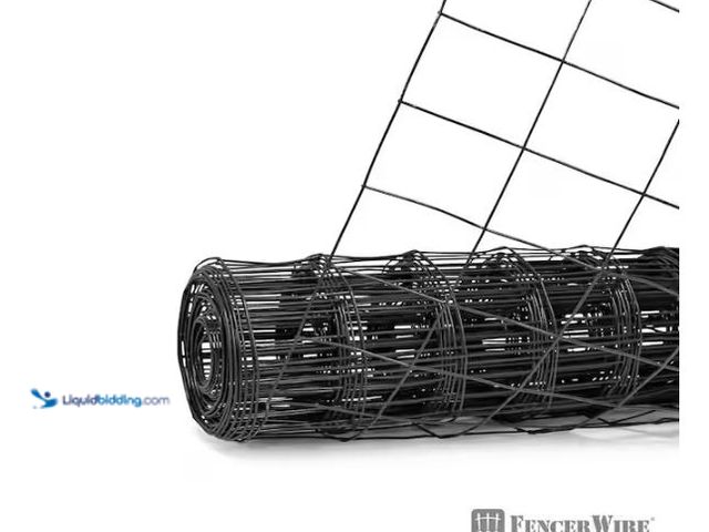 Lot 49-3610828 - Fencer Wire 4 ft. x 50 ft. 16-Gauge Black Vinyl Coated Welded Wire Fence with 3 in. x 2 in. Mesh, Bl...