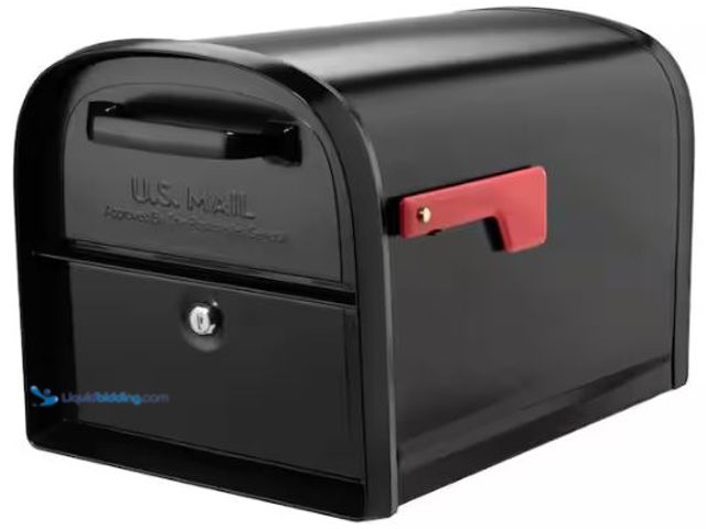 Lot 49-1577140 - Architectural Mailboxes Oasis 360 Black, Large, Steel, Locking Parcel Mailbox with 2-Access Doors, M...