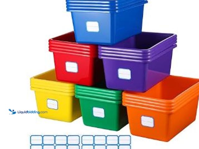 Lot 49-1522020 - Hoolerry 24 Pcs Plastic Cubby Storage Bins Classroom Cubby Organization with Self Adhesive Labels Bi...
