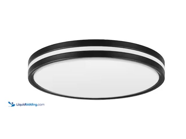 Lot 49-1576604 - Hampton Bay Ash burrow 15 in. Light Matte Black Adjustable CCT Integrated LED Ceiling Flush Mount Fi...