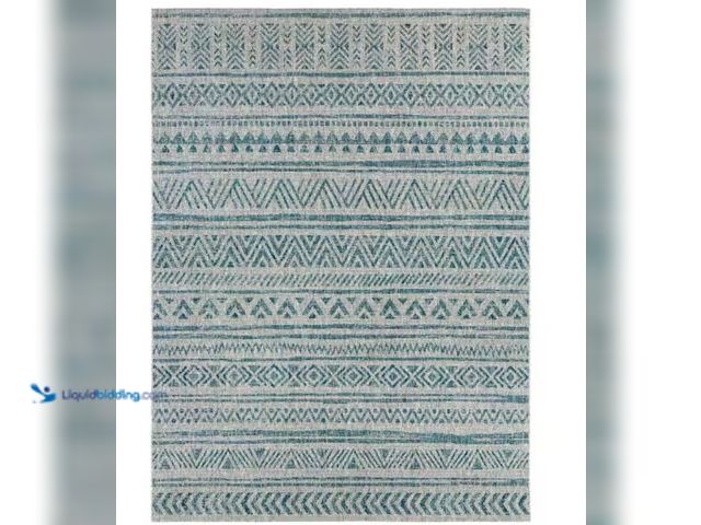 Lot 49-1631231 - Livabliss Eartha Aqua/Taupe 8 ft. x 10 ft. Indoor/Outdoor Patio Area Rug, Model # S00151068764, Slig...