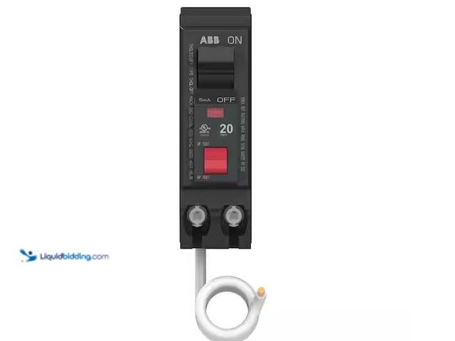 Lot 49-5573205 - ABB
20 Amp 1-Pole Ground Fault Breaker with Self-Test (THQL1120GFTA), Unused