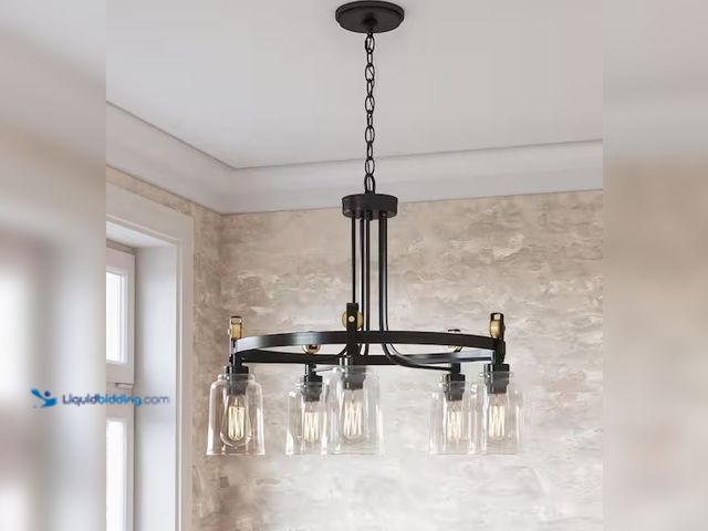Lot 49-5573385 - Home Decorators Collection
Knollwood 30 in. 5-Light Black Bronze with Brass Accents Industrial Roun...