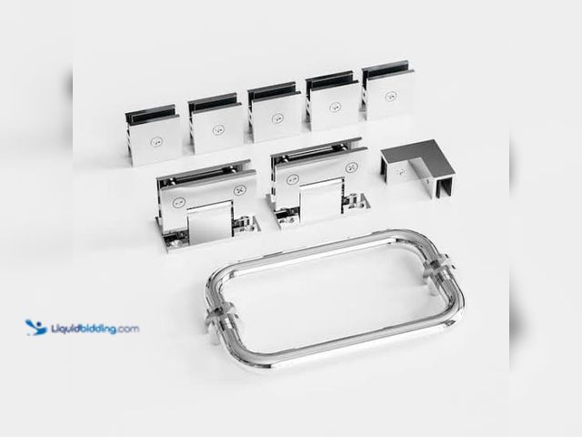 Lot 49-5573089 - Glass Hinge Shower Enclosure Hardware Kit, Unused with hardware