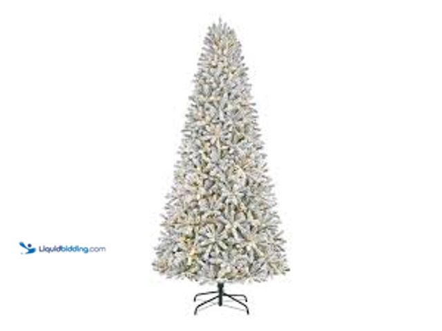 Lot 49-5461449 - 9FT Flocked Fraser Fir LED Pre-Lit Artificial Christmas Tree With 3000 Color Changing Lights and 10-...