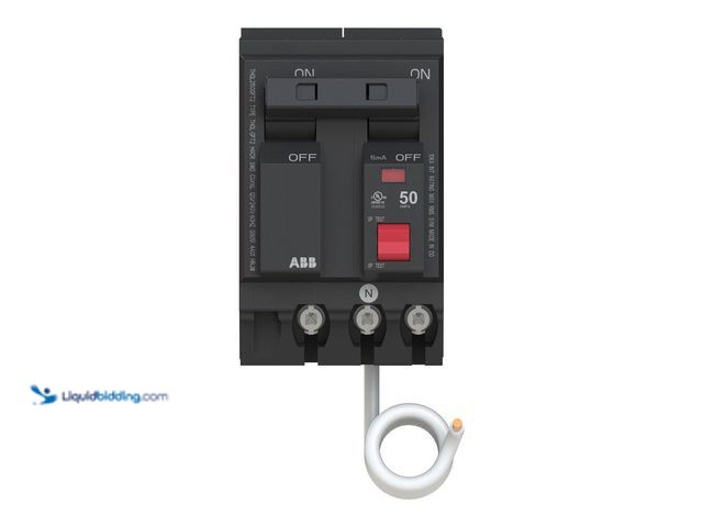 Lot 49-5410925 - ABB 50 Amp 240-Volt Double Pole Ground Fault Breaker with Self-Test (THQL2150GFT2A) Unused
